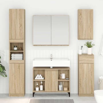vidaXL Wastafelkast met plank met opslag Sonoma Eik 80 x 33, Verzenden, Nieuw