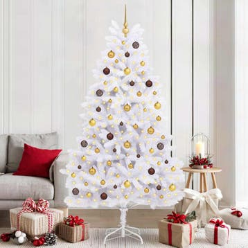 vidaXL Kunstkerstboom 210 cm PVC en Staal Wit, Diversen, Verzenden, Nieuw
