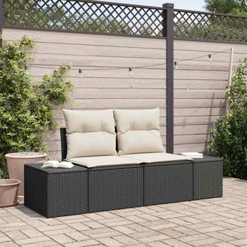 vidaXL Tuin Sofa met kussen Zwart 184 x 62 x 69 cm poly, Verzenden, Nieuw