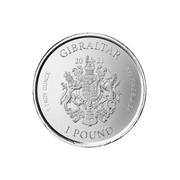 Gibraltar. 1 Pound 2021 1 oz £1 Pound Silver Bullion, Timbres & Monnaies