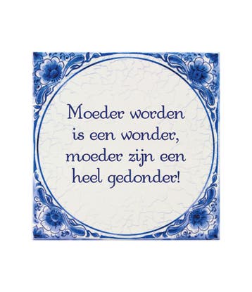 Delfts Blauw Tegel Moeder Worden 14,5cm, Verzenden, Nieuw