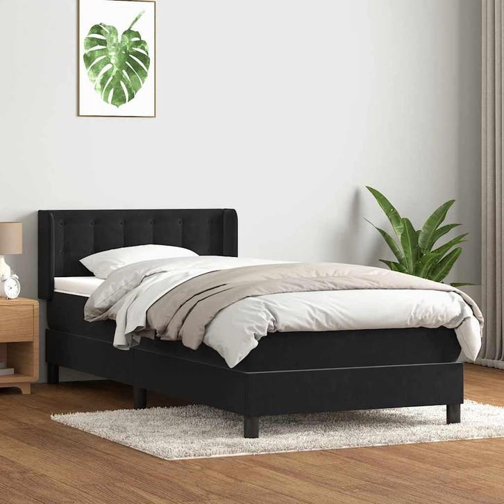 vidaXL Boxspring met matras fluweel zwart 90x210 cm, Maison & Meubles, Chambre à coucher | Lits, Envoi