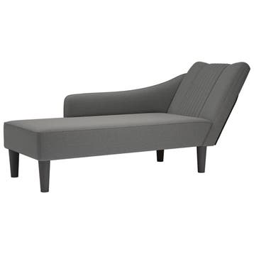vidaXL Chaise longue met rechterarmleuning stof donkergrijs, Verzenden