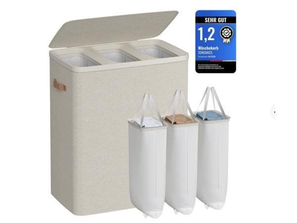 Veiling - SONGMICS Wasmand wassorteerder 3 vakken 190L - 64x, Maison & Meubles, Salle de bain | Linge de bain & Accessoires
