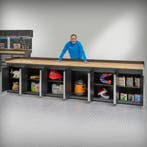 Datona Werkbank PRO eiken - 6 opbergkasten - 400 cm - zwart, Ophalen of Verzenden, Nieuw