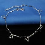 Fako Bijoux - Enkelbandje Verzilverd - Open Hartjes Staafjes, Verzenden, Nieuw