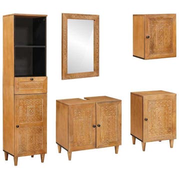 vidaXL Badkamermeubel Set 5 st Bruin 38 x 33 x 160 cm, Huis en Inrichting, Badkamer | Badkamermeubels, Verzenden, Nieuw