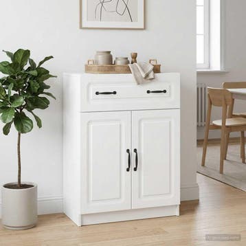 vidaXL Dressoir Wit 66 x 34,5 x 87 cm Bewerkt hout, Huis en Inrichting, Kasten | Dressoirs, Verzenden, Nieuw
