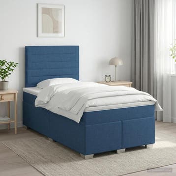 vidaXL Boxspringbed met matras met hoofdeinde Blauw 120 x, Verzenden