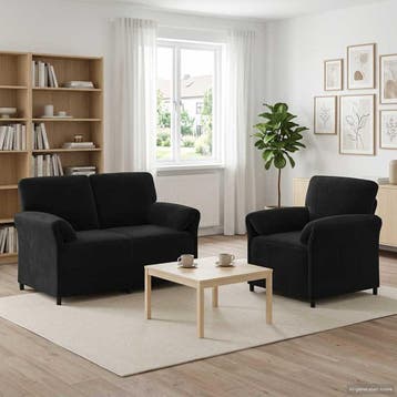 vidaXL bank / zetelstel 2 st Zwart Fluweel, Huis en Inrichting, Zetels | Zetels, Verzenden, Nieuw