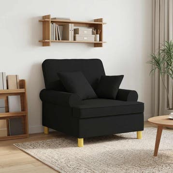 vidaXL XL fauteuil met kussens Zwart Stof, Verzenden