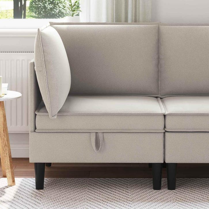 vidaXL Hoek Sofa met Opbergruimte Havermout Fluweel, Huis en Inrichting, Zetels | Zetels, Nieuw, Verzenden
