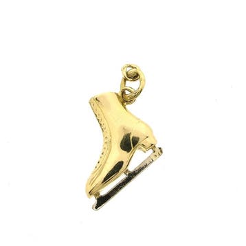 Bicolor gouden hanger van een schaats (Hanger of bedel), Ophalen of Verzenden, Gebruikt, Goud, Overige merken