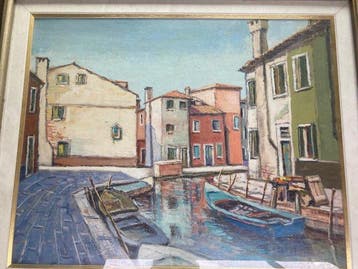 Renzo Marangoni (XX) - Barche a Burano, Antiquités & Art