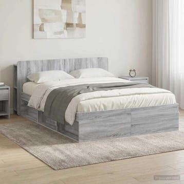 vidaXL Bedombouw met opslag Grijs Sonoma 140 x 190 cm, Verzenden, Nieuw