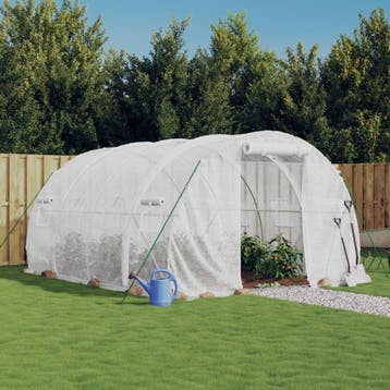 vidaXL Kas met stalen frame wit 12 m² 4x3x2 m, Verzenden, Nieuw