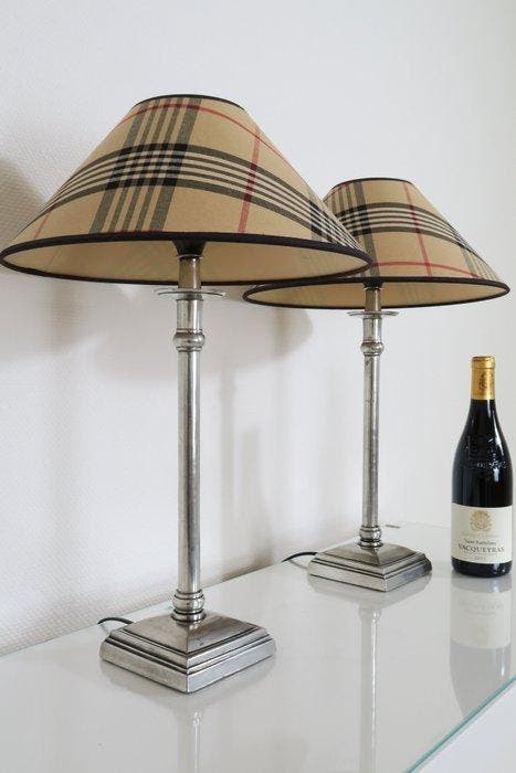 Set Chique Tafellampen met Burberry lampenkappen -, Maison & Meubles, Maison & Meubles | Autre