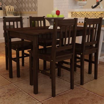 vidaXL Eettafel met 4 stoelen hout bruin, Huis en Inrichting, Complete eetkamers, Verzenden, Nieuw