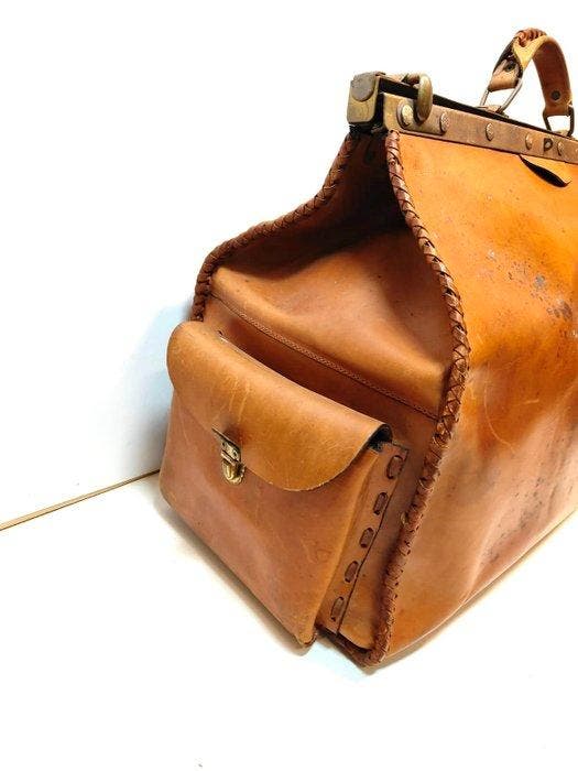 Borsone da viaggio - per il weekend - in cuoio e vedi, Antiquités & Art, Curiosités & Brocante
