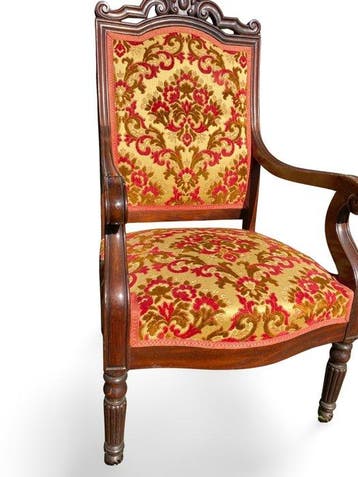 Fauteuil - Fluweel, Mahonie