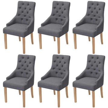 vidaXL Eetkamerstoelen 6 st stof donkergrijs, Verzenden, Nieuw