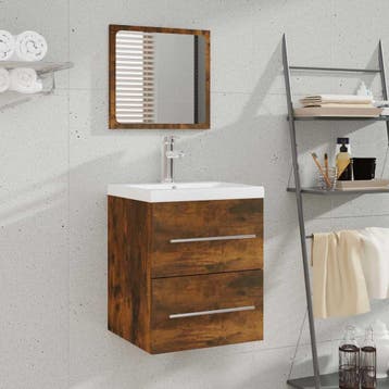 vidaXL Badkamerkast met spiegel 41x38,5x48 cm gerookt, Verzenden, Nieuw