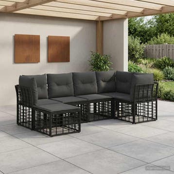 vidaXL Buiten bank set Zwart Polyester, Tuin en Terras, Verzenden, Nieuw