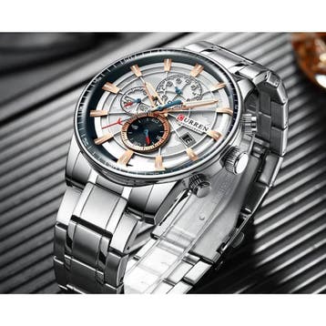 Staal Luxe Horloge - Bandje Analoog Kwarts Roestvrij Uurwerk, Verzenden