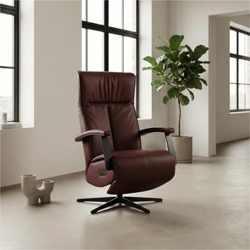 Leren elektrisch relaxfauteuil Pure - Toledo Bordeaux, Maison & Meubles, Ophalen of Verzenden