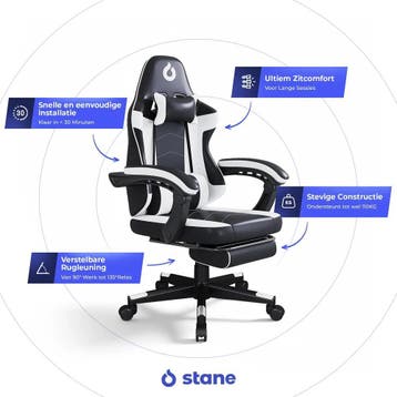 Game stoel - Zwart/Wit, Huis en Inrichting, Verzenden, Gaming bureaustoel, Zo goed als nieuw, Bureaustoel