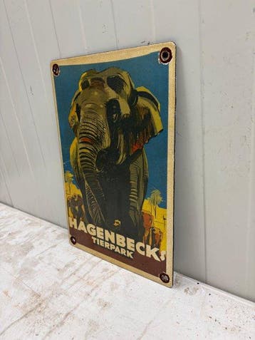 Hagenbeck’s Tierpark emaille reclamebord – olifant – vintage