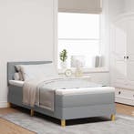 vidaXL LED Box Spring Bed met hoofdeinde Lichtgrijs 90 x 190, Verzenden, Nieuw