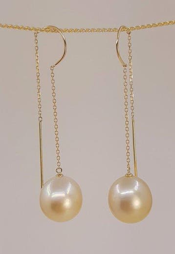 Oorbellen - 18 karaat Geel goud, 11×12 mm gouden Zuidzee