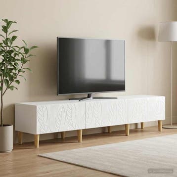 vidaXL TV Kast 147 x 34,5 x 30 cm Hoogglans Wit Bewerkt hout, Huis en Inrichting, Verzenden, Nieuw