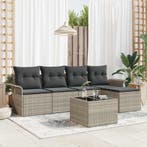 vidaXL Buitensofa met kussen 6 pcs Lichtgrijs poly rattan, Verzenden, Nieuw