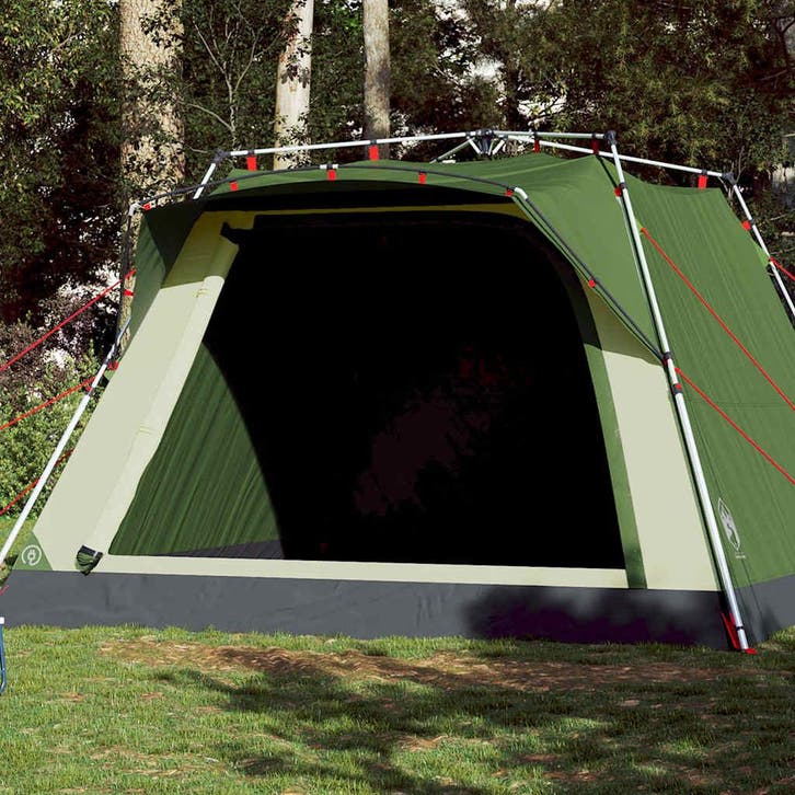 vidaXL Kampeertent 4-persoons snelontgrendeling groen, Caravanes & Camping, Tentes, Envoi