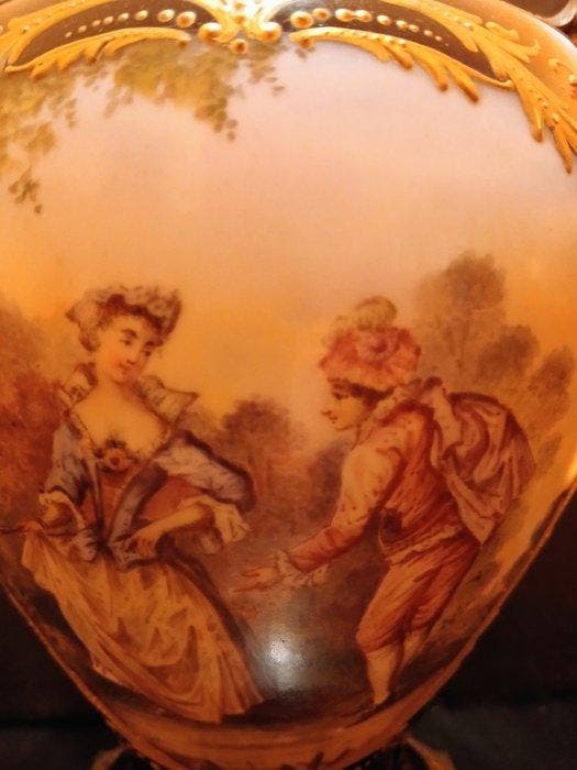 Vaas - Porselein brons messing stijl Sèvres - Ondertekend, Antiek en Kunst, Antiek | Glaswerk en Kristal