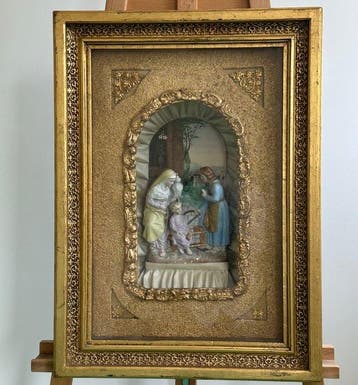 Wanddecoratie - Diorama met muziekdoos - Heilige Familie -