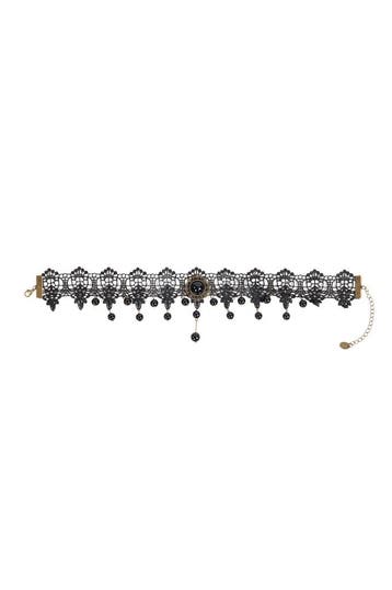 KIMU® Choker Ketting Zwart Kant Kraaltjes Kanten Zwarte Coll, Ophalen of Verzenden