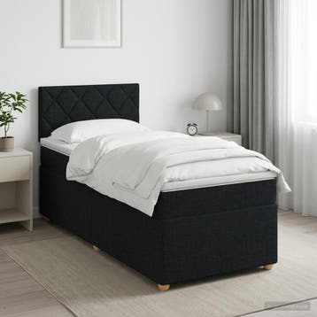 vidaXL Boxspringbed met matras met hoofdeinde Zwart 90 x 200, Verzenden