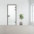 Glazen deur met kozijnsysteem - Zwart beslag-Rechtsdraaiend-, Verzenden, Nieuw