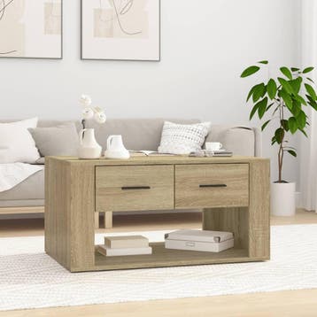 vidaXL Salontafel 80x50x40 cm bewerkt hout sonoma, Verzenden, Nieuw