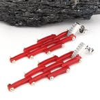 Bloedkoraal - Zilver - Oorbellen - handgemaakt