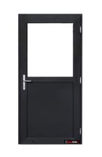 PVC Deur antraciet volpaneel, 1/3 en 1/ 2 glas b98xh200 cm, 80 tot 100 cm, Nieuw, Ophalen of Verzenden, Buitendeur