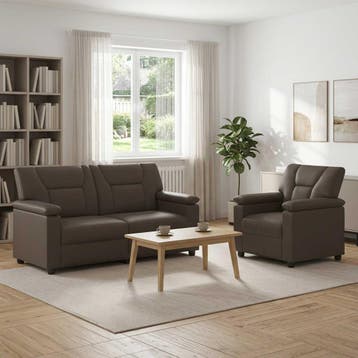 vidaXL bank / zetelstel 2 pcs Grijs Kunstleer, Verzenden, Nieuw