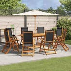 vidaXL 9-delige Tuinset massief acaciahout en textileen, Verzenden, Nieuw, Tuinset