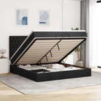 vidaXL Ottoman bed met matrassen 200x200cm stof zwart, Verzenden
