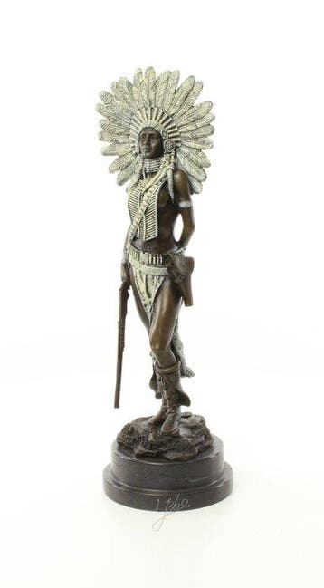 Beeld, Indiaanse Vrouw 45.5 cm / 5.1 kg - 45.5 cm - Brons,