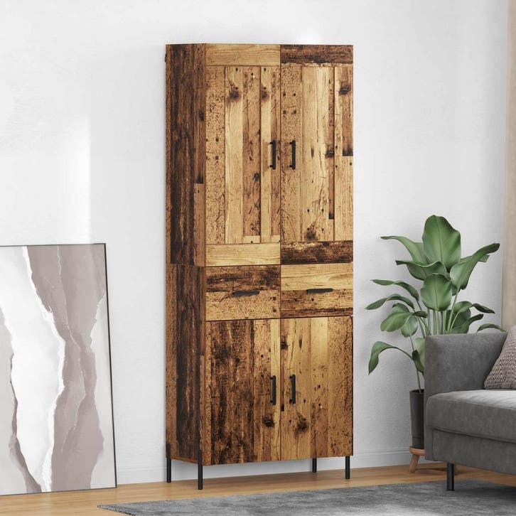 vidaXL Highboard 2 pcs Oud Hout Bewerkt hout, Huis en Inrichting, Kasten | Dressoirs, Nieuw, Verzenden