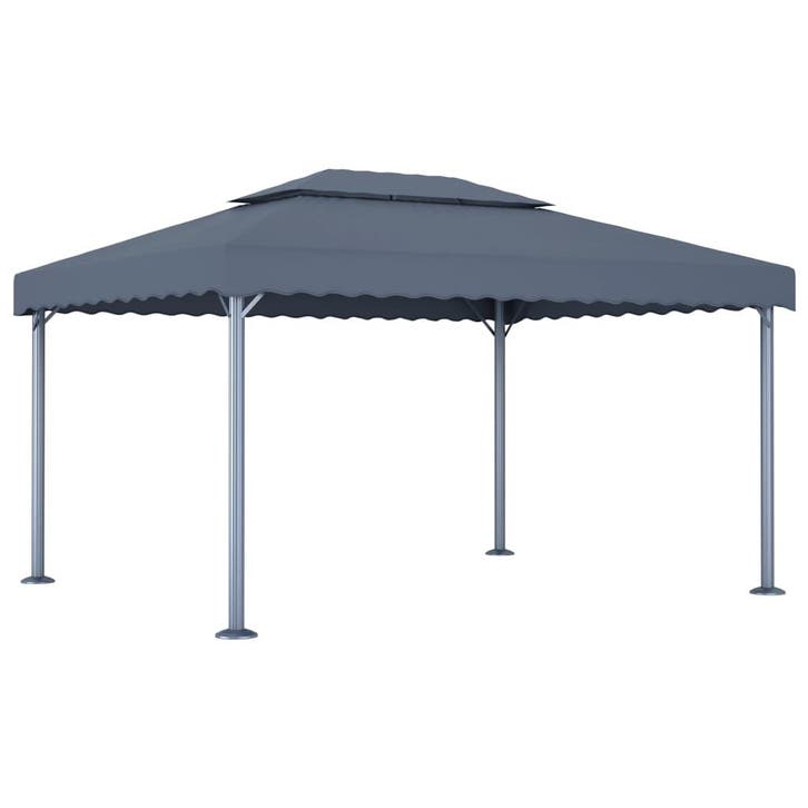 vidaXL Prieel 400x300 cm aluminium antraciet, Tuin en Terras, Partytenten, Nieuw, Verzenden
